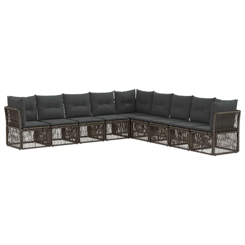 Sodo Sofų Rinkinys 9 pcs Pilka poliratanas