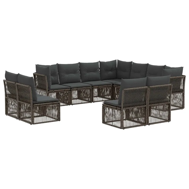 Sodo Sofų Rinkinys 11 pcs Pilka poliratanas