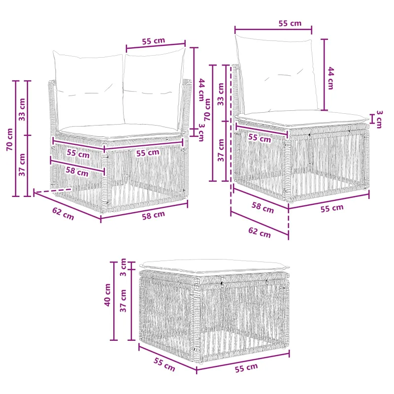 Sodo Sofų Rinkinys 6 pcs Smėlio poliratanas