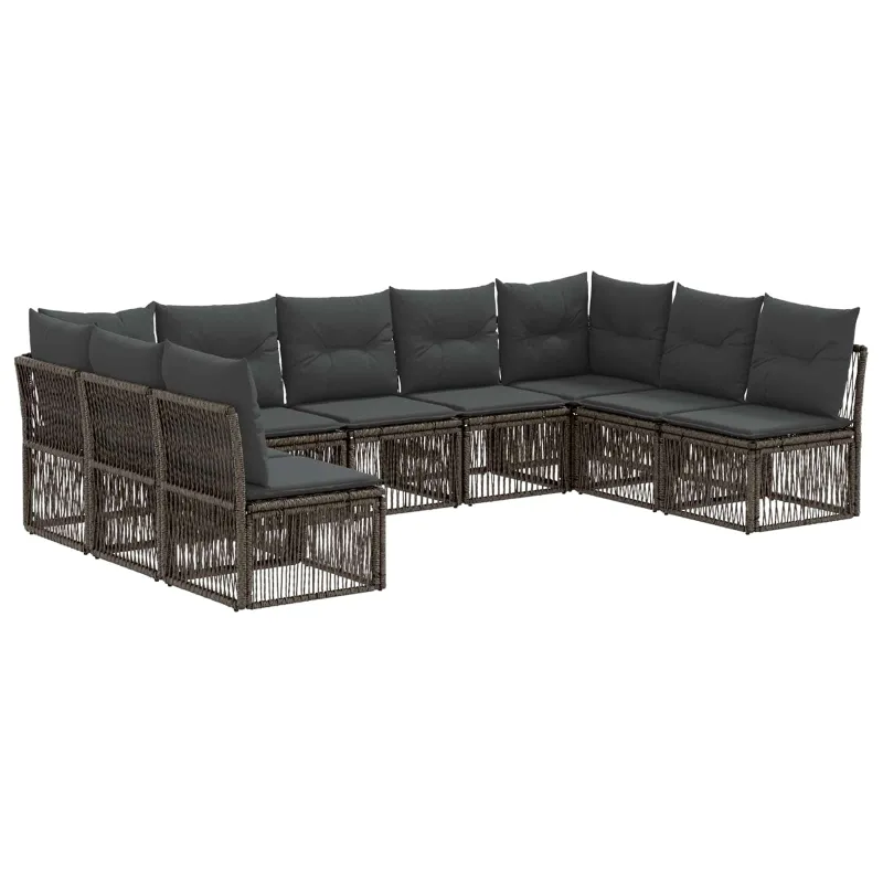 Sodo Sofų Rinkinys 9 pcs Pilka poliratanas
