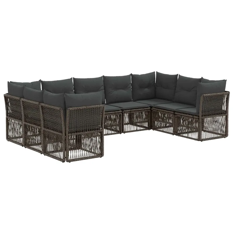 Sodo Sofų Rinkinys 9 pcs Pilka poliratanas
