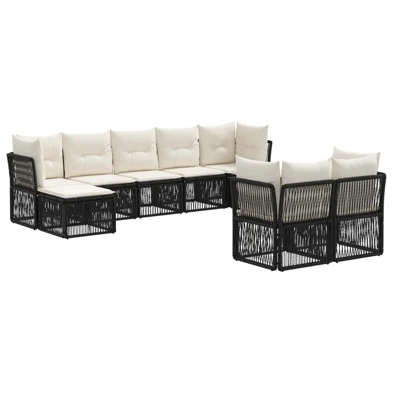 Sodo Sofų Rinkinys 9 pcs Juoda poliratanas