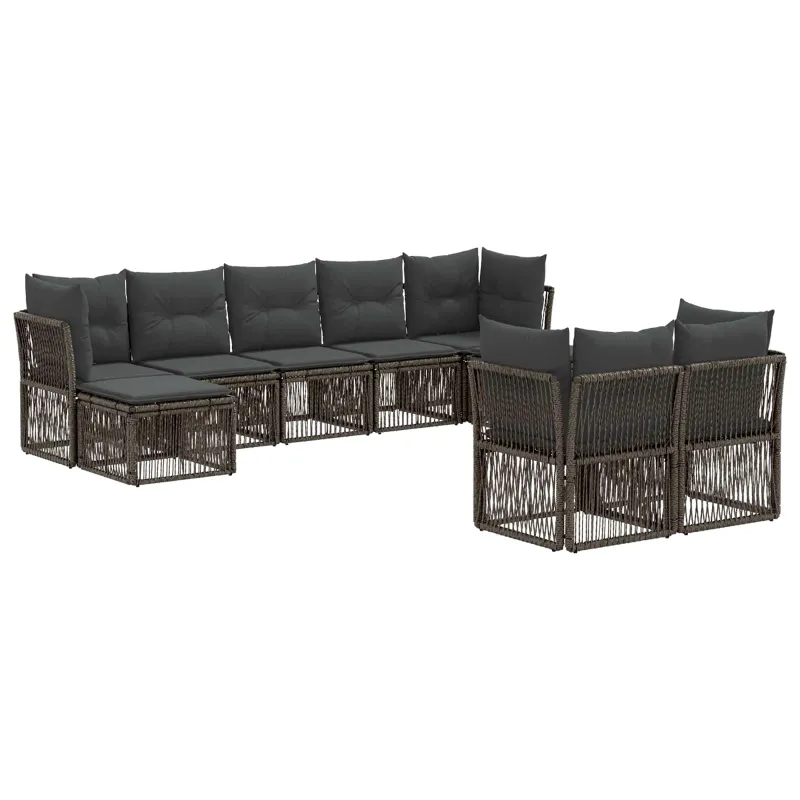 Sodo Sofų Rinkinys 9 pcs Pilka poliratanas