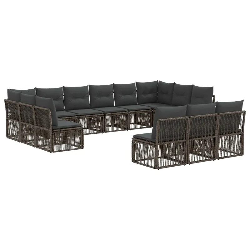 Sodo Sofų Rinkinys 13 pcs Pilka poliratanas