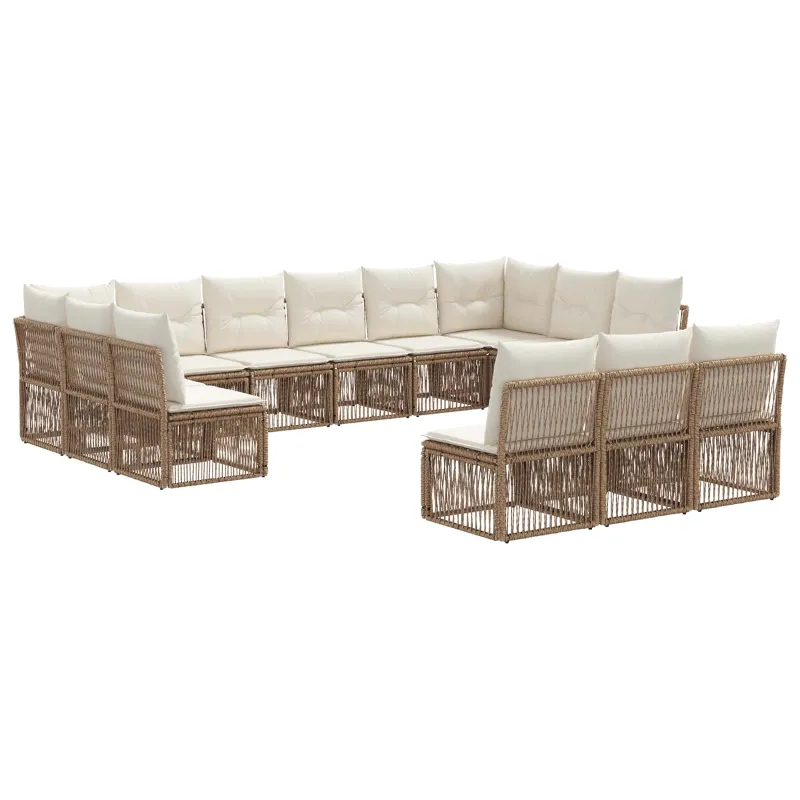 Sodo Sofų Rinkinys 13 pcs Smėlio poliratanas