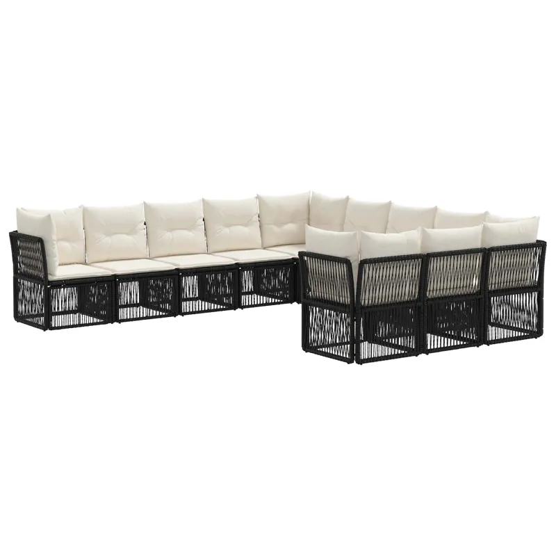 Sodo Sofų Rinkinys 11 pcs Juoda poliratanas