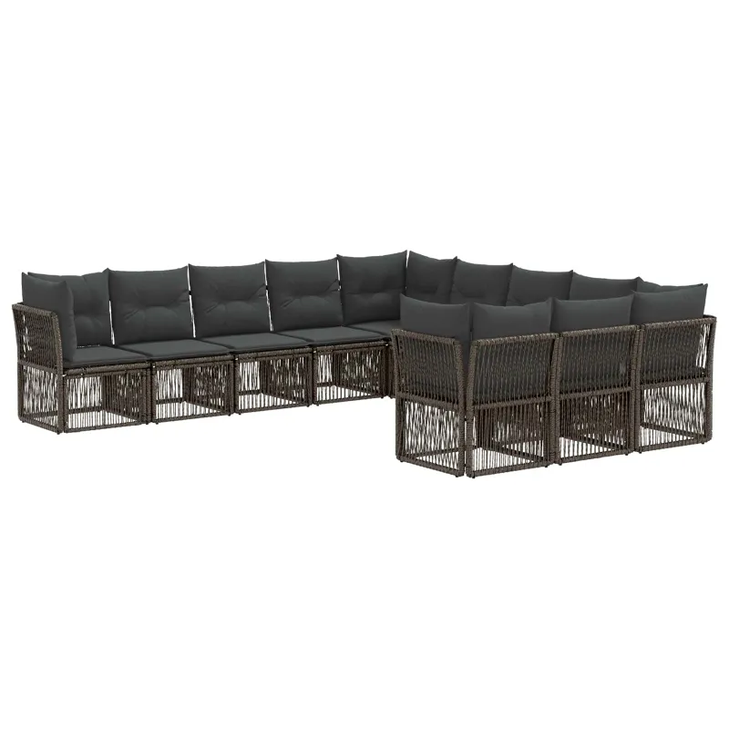 Sodo Sofų Rinkinys 11 pcs Pilka poliratanas