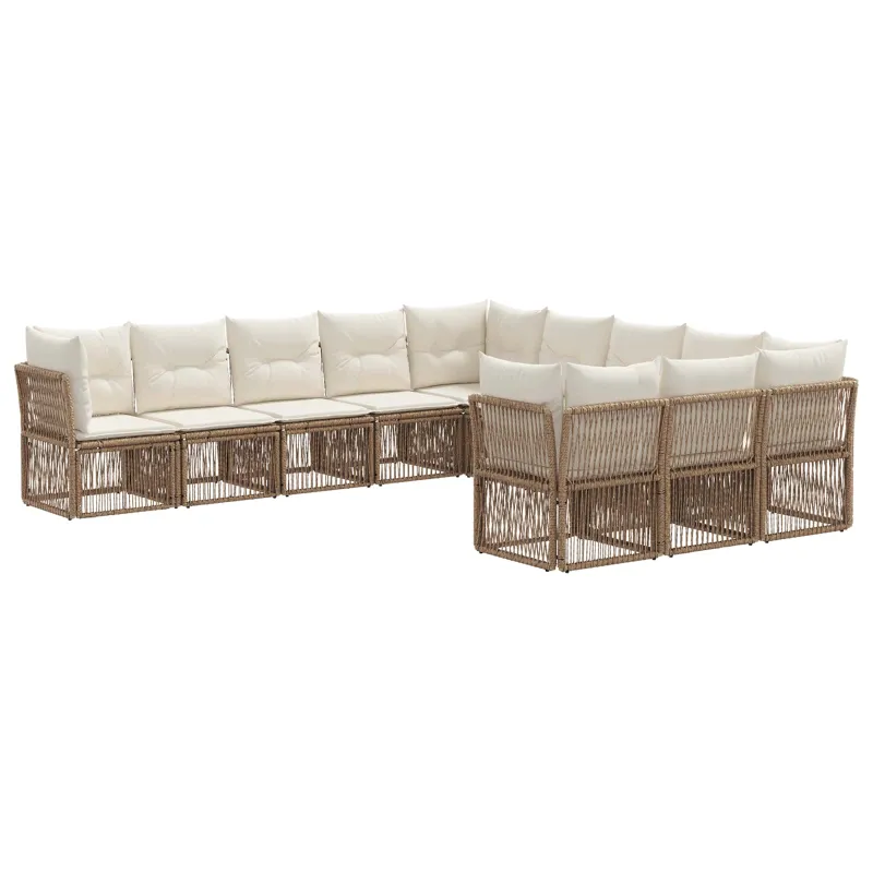 Sodo Sofų Rinkinys 11 pcs Smėlio poliratanas
