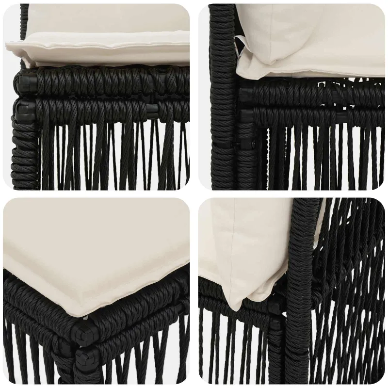 Sodo Sofų Rinkinys 12 pcs Juoda poliratanas