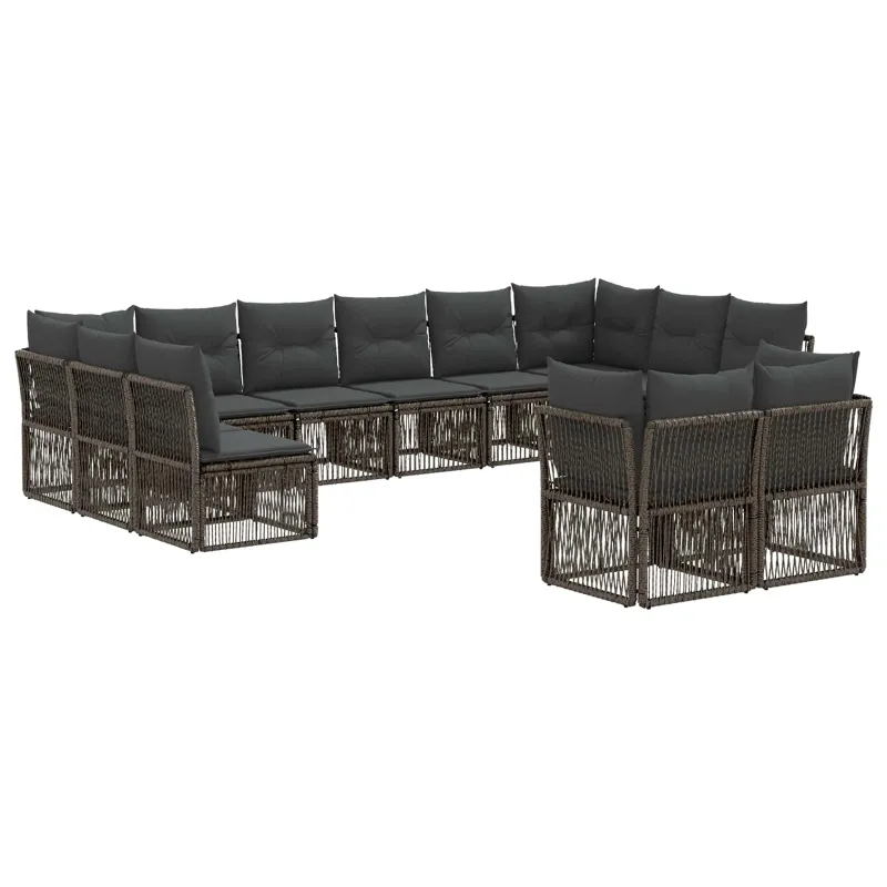 Sodo Sofų Rinkinys 12 pcs Pilka poliratanas