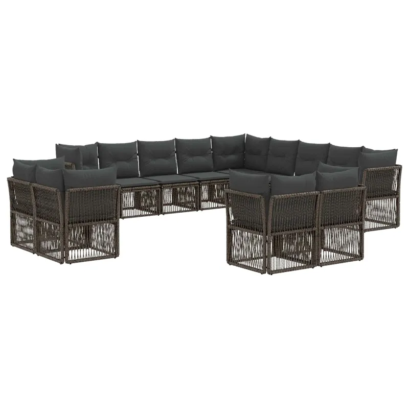 Sodo Sofų Rinkinys 13 pcs Pilka poliratanas
