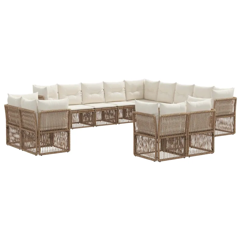 Sodo Sofų Rinkinys 13 pcs Smėlio poliratanas