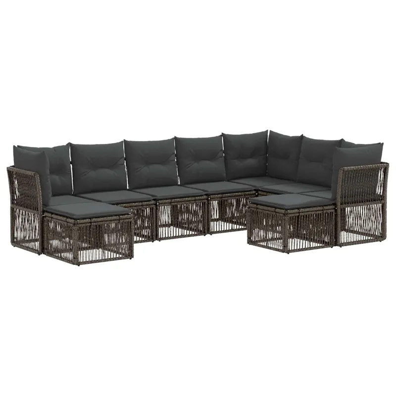 Sodo Sofų Rinkinys 9 pcs Pilka poliratanas