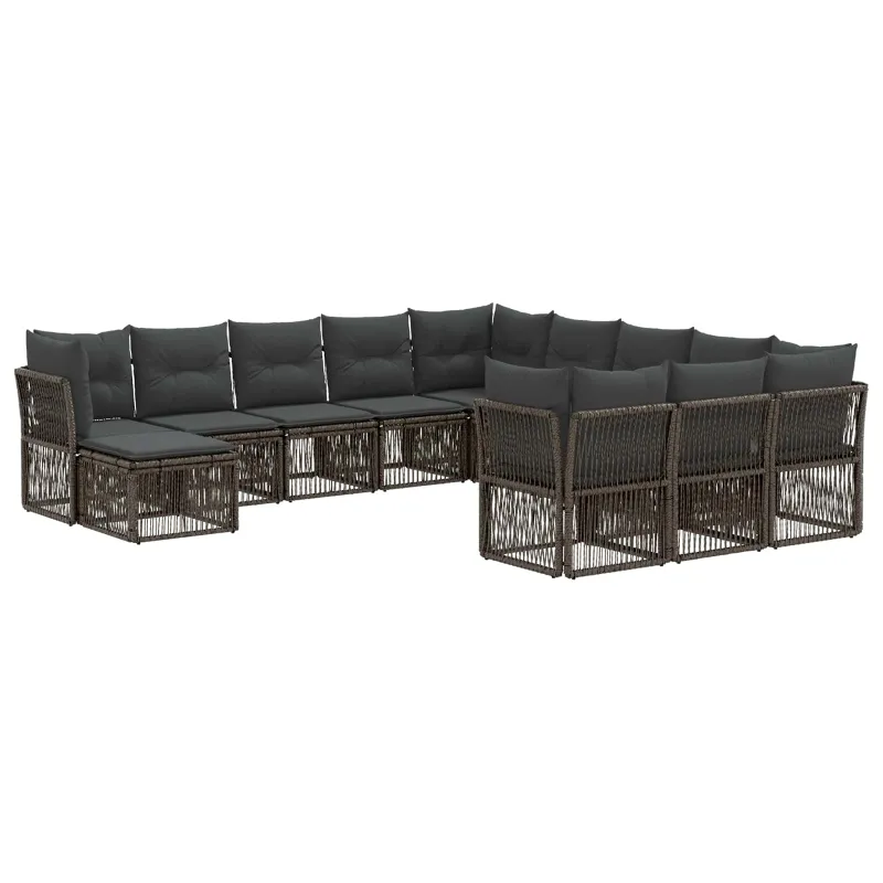 Sodo Sofų Rinkinys 12 pcs Pilka poliratanas
