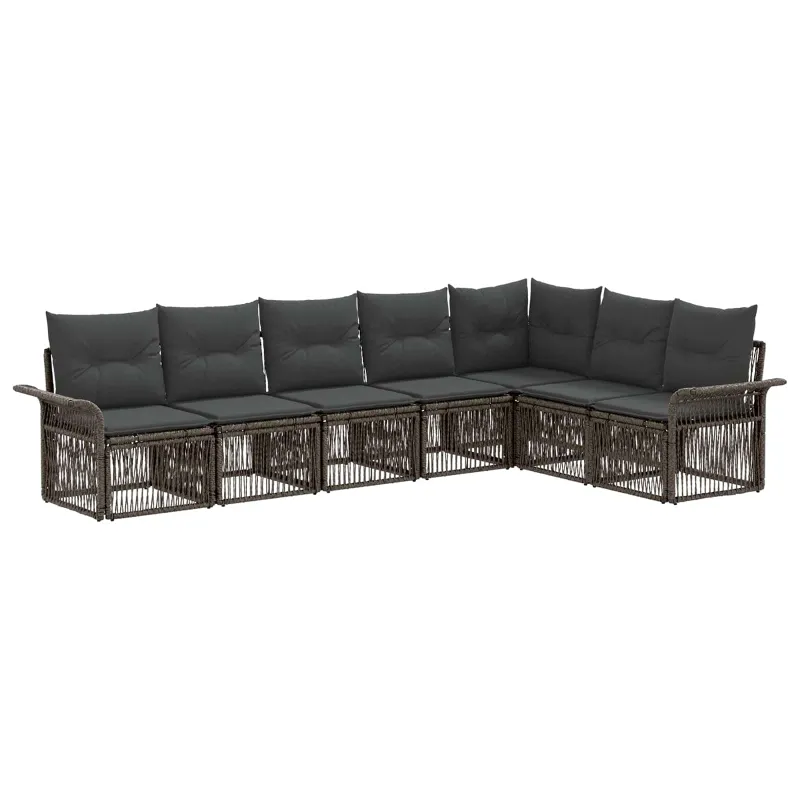 Sodo Sofų Rinkinys 7 pcs Pilka poliratanas