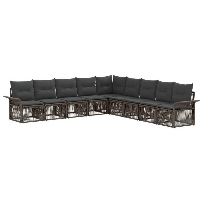 Sodo Sofų Rinkinys 9 pcs Pilka poliratanas