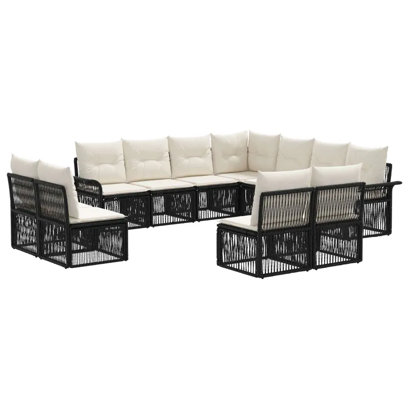 Sodo Sofų Rinkinys 11 pcs Juoda poliratanas