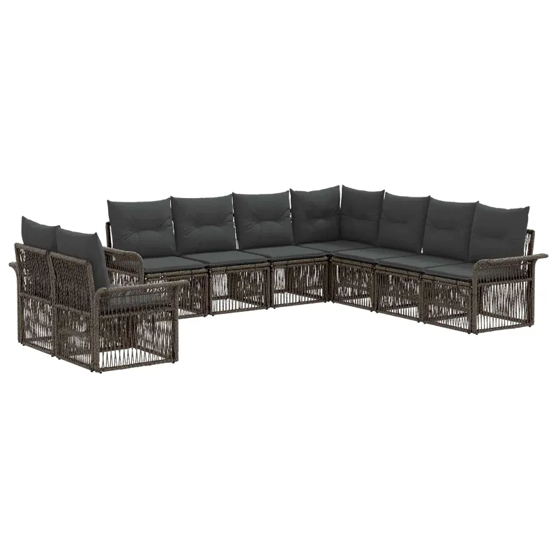 Sodo Sofų Rinkinys 9 pcs Pilka poliratanas