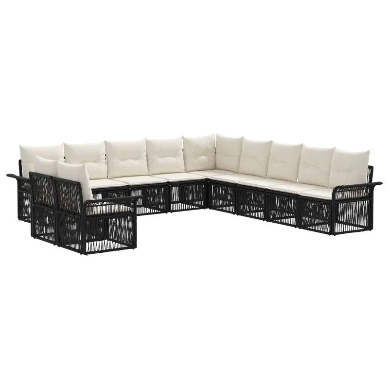 Sodo Sofų Rinkinys 11 pcs Juoda poliratanas