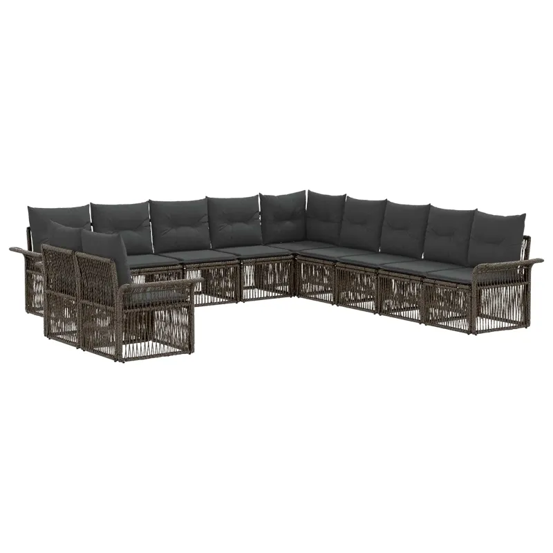 Sodo Sofų Rinkinys 11 pcs Pilka poliratanas
