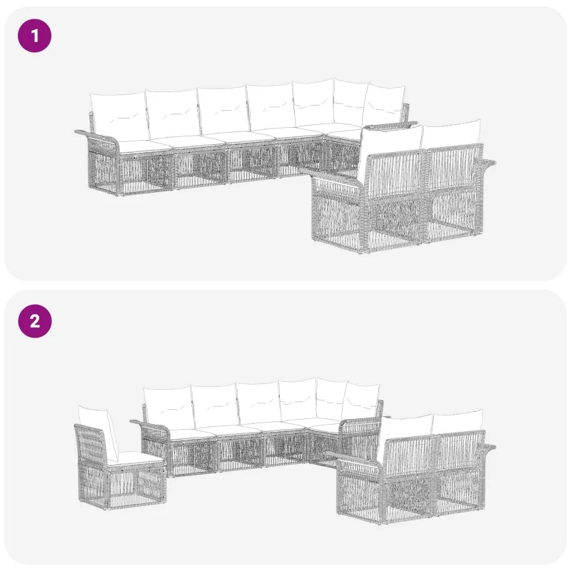 Sodo Sofų Rinkinys 8 pcs Smėlio poliratanas