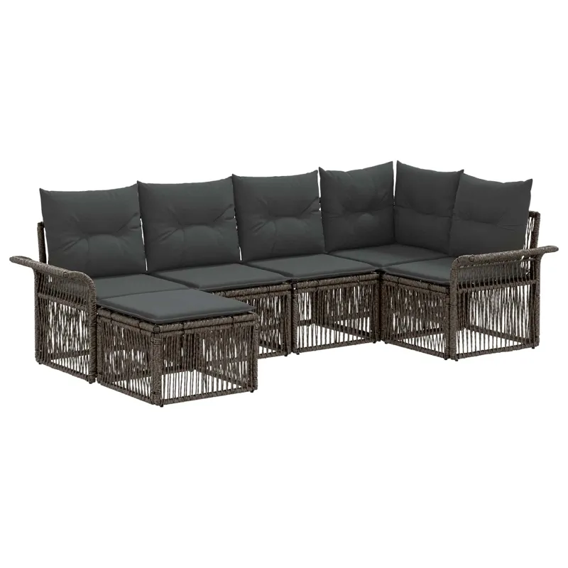 Sodo Sofų Rinkinys 6 pcs Pilka poliratanas