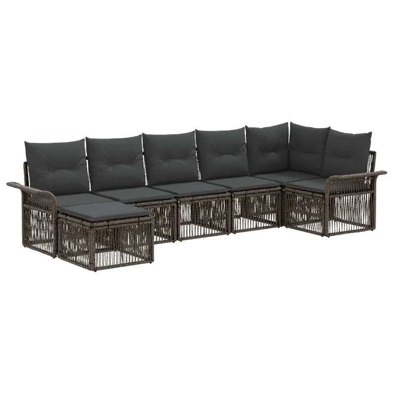 Sodo Sofų Rinkinys 7 pcs Pilka poliratanas