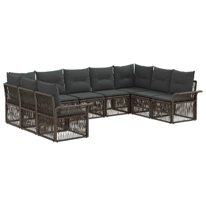 Sodo Sofų Rinkinys 9 pcs Pilka poliratanas
