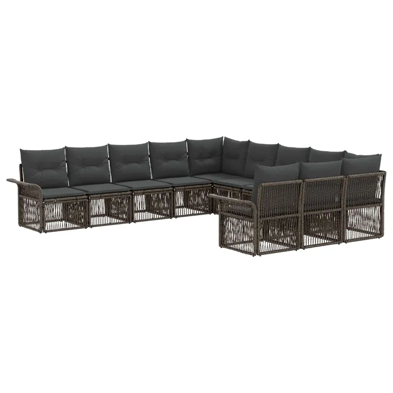 Sodo Sofų Rinkinys 11 pcs Pilka poliratanas
