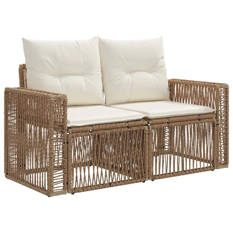 Sodo Sofų Rinkinys 12 pcs Bežė ir kreminė balta poliratanas