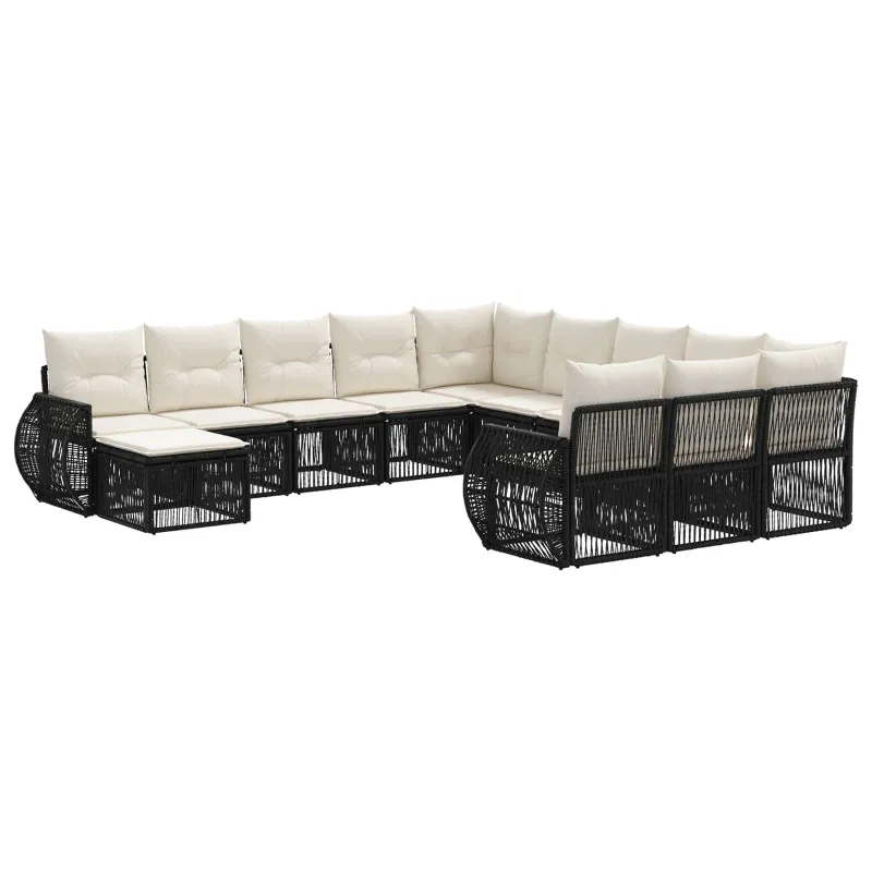 Sodo Sofų Rinkinys 12 pcs Juoda poliratanas