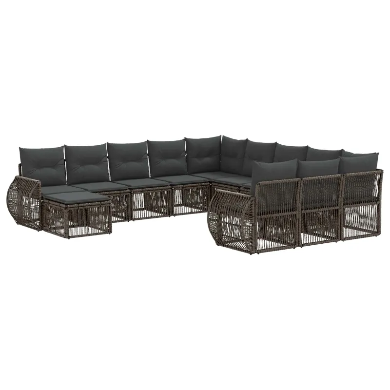 Sodo Sofų Rinkinys 12 pcs Pilka poliratanas
