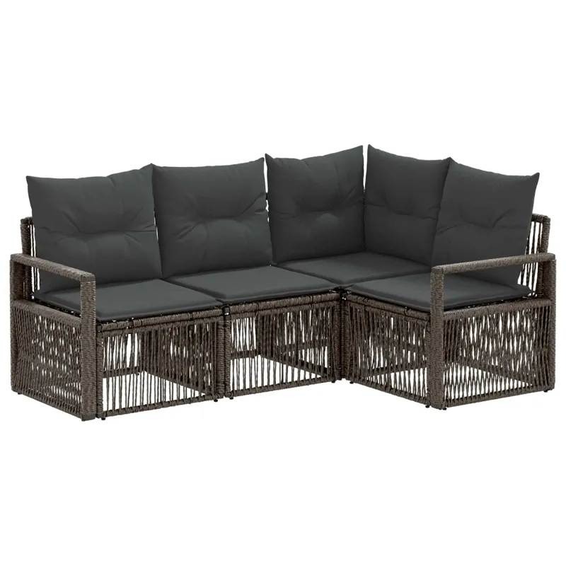 Sodo Sofų Rinkinys 4 pcs Pilka poliratanas