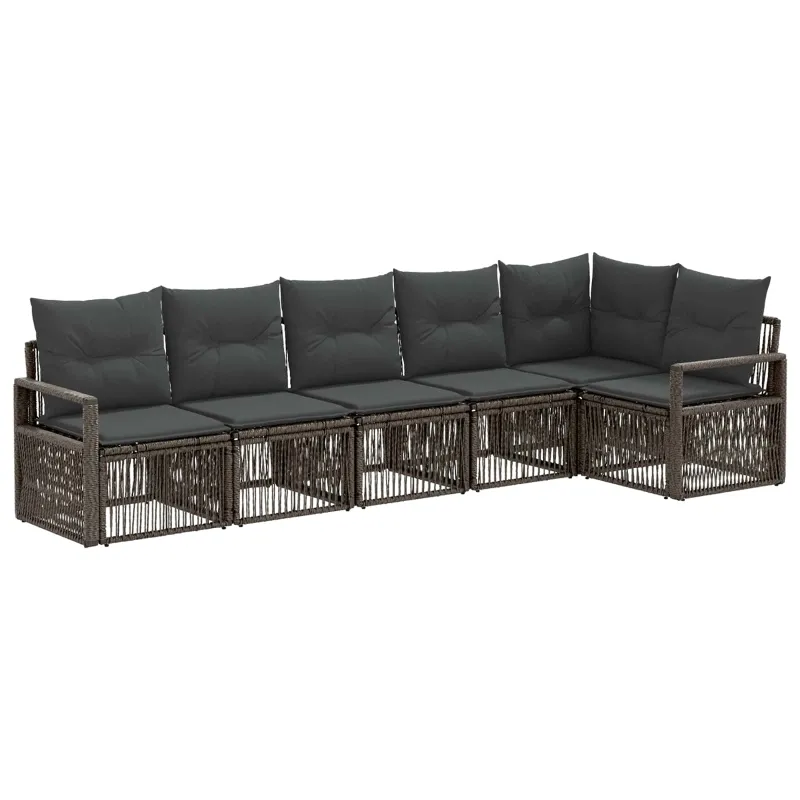 Sodo Sofų Rinkinys 6 pcs Pilka poliratanas