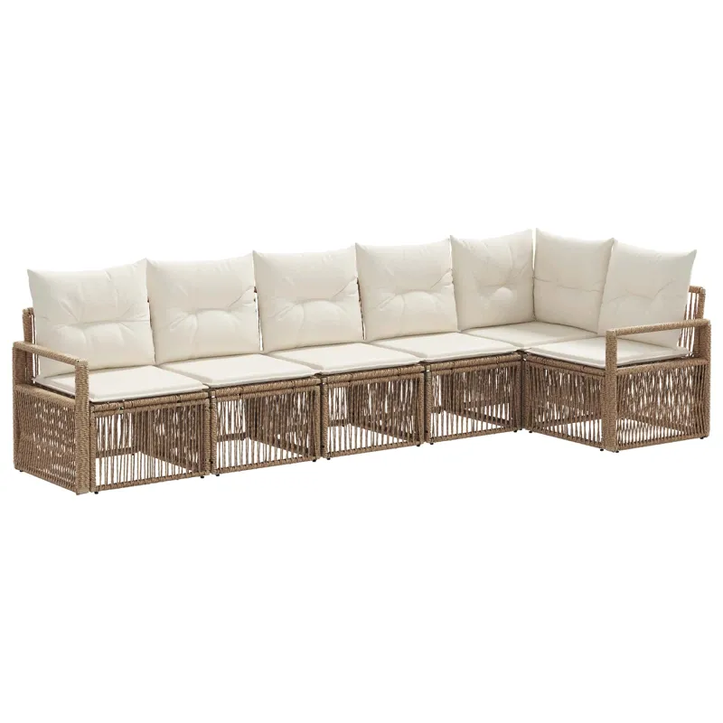 Sodo Sofų Rinkinys 6 pcs Smėlio poliratanas