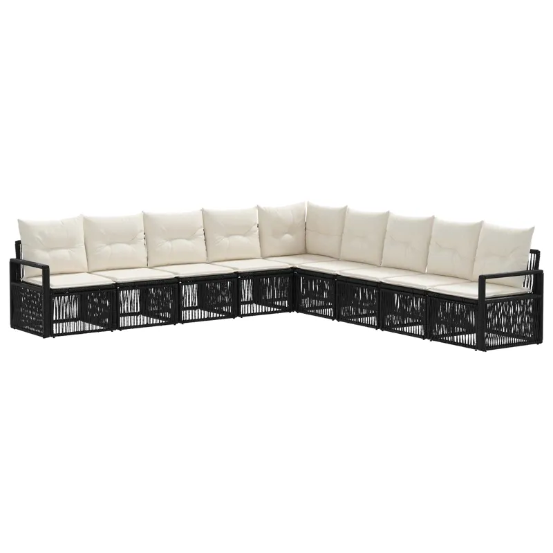Sodo Sofų Rinkinys 9 pcs Juoda poliratanas