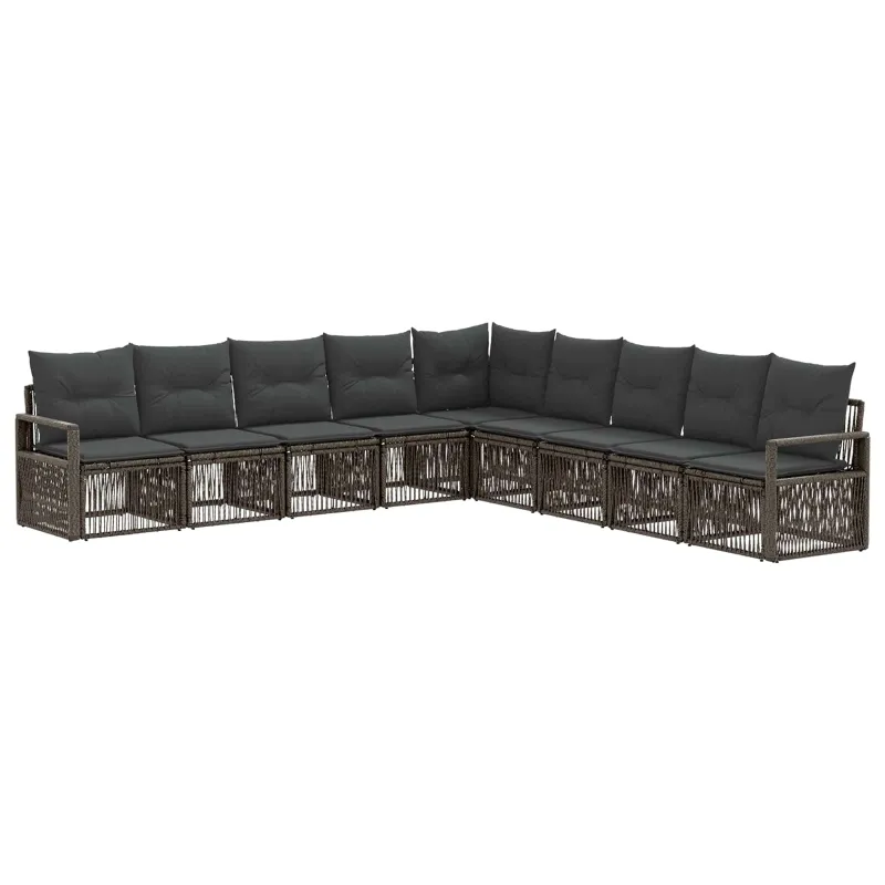 Sodo Sofų Rinkinys 9 pcs Pilka poliratanas