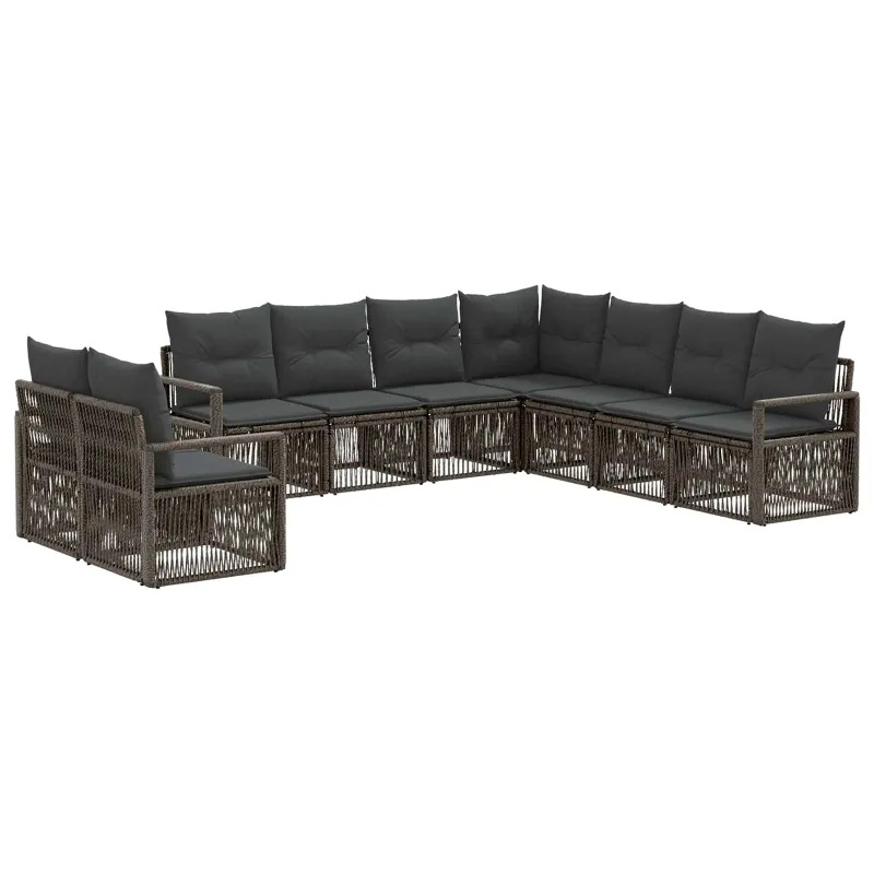 Sodo Sofų Rinkinys 9 pcs Pilka poliratanas