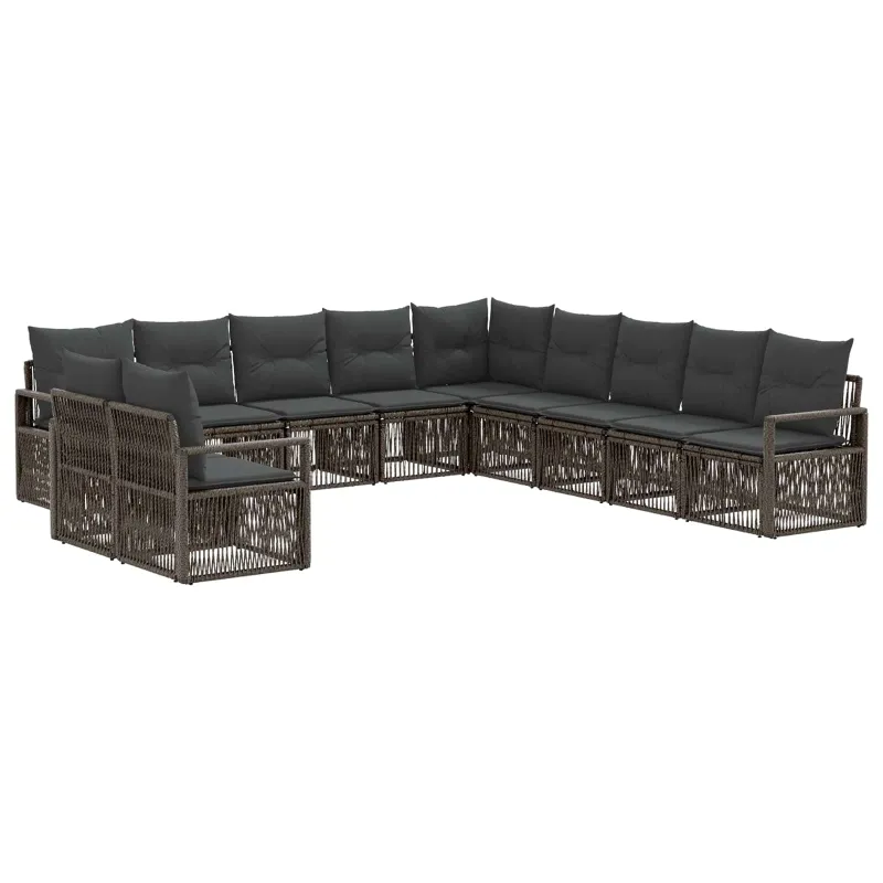 Sodo Sofų Rinkinys 11 pcs Pilka poliratanas