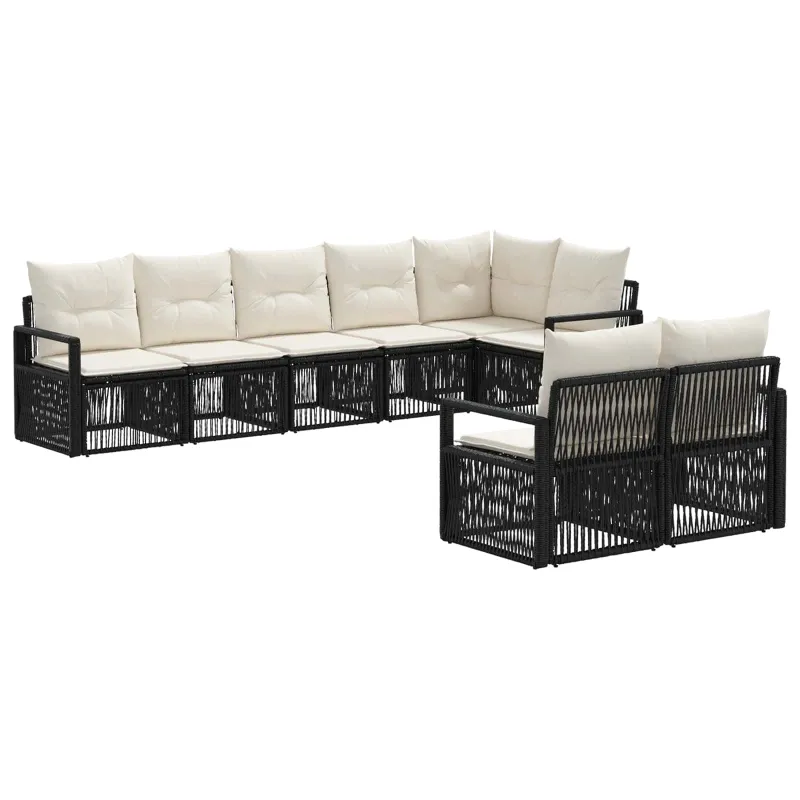 Sodo Sofų Rinkinys 8 pcs Juoda poliratanas