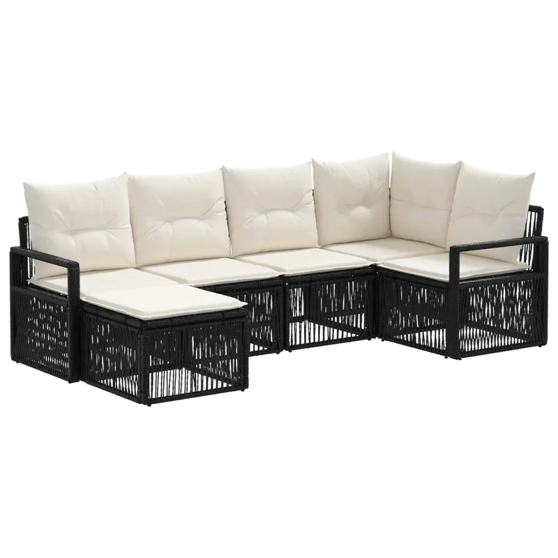 Sodo Sofų Rinkinys 6 pcs Juoda poliratanas