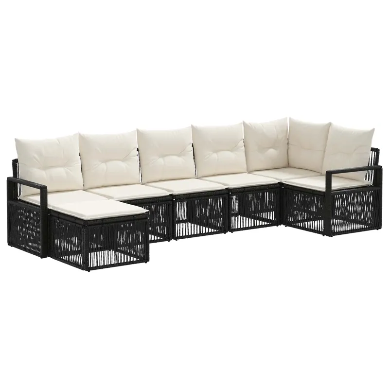 Sodo Sofų Rinkinys 7 pcs Juoda poliratanas