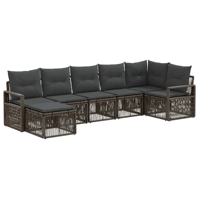 Sodo Sofų Rinkinys 7 pcs Pilka poliratanas