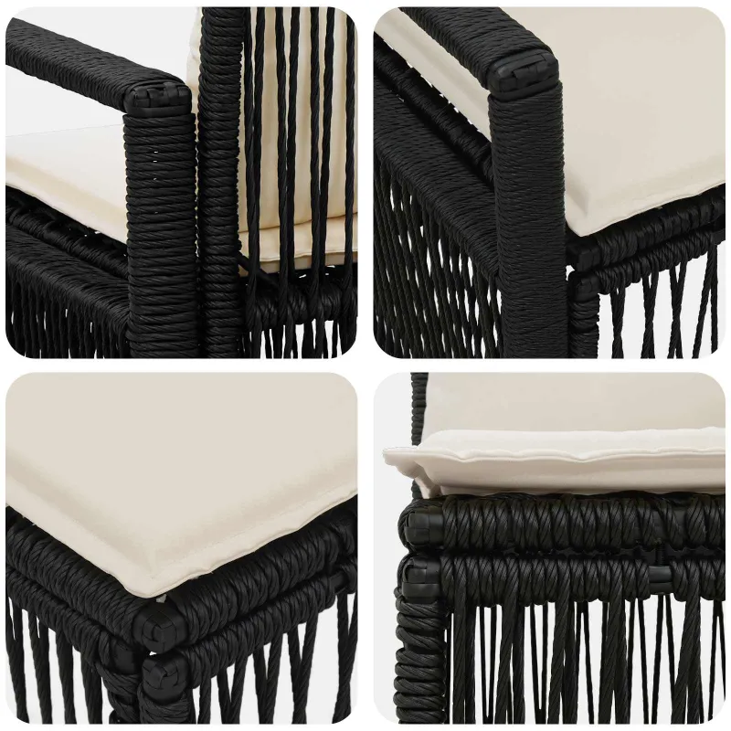 Sodo Sofų Rinkinys 7 pcs Juoda poliratanas