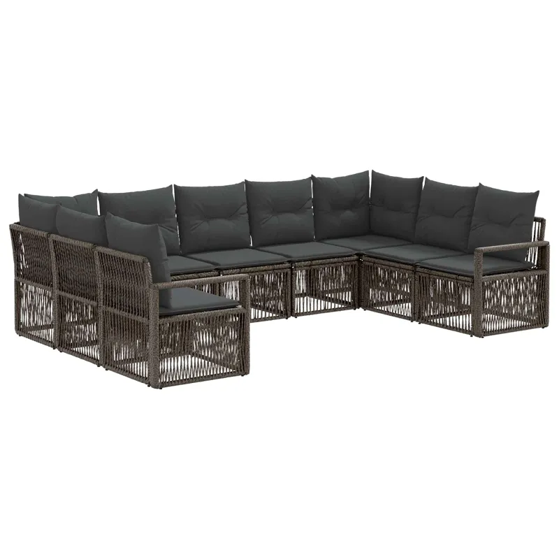 Sodo Sofų Rinkinys 9 pcs Pilka poliratanas