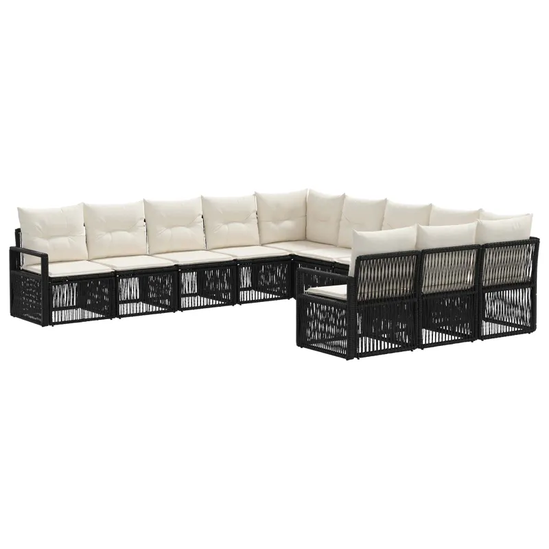 Sodo Sofų Rinkinys 11 pcs Juoda poliratanas