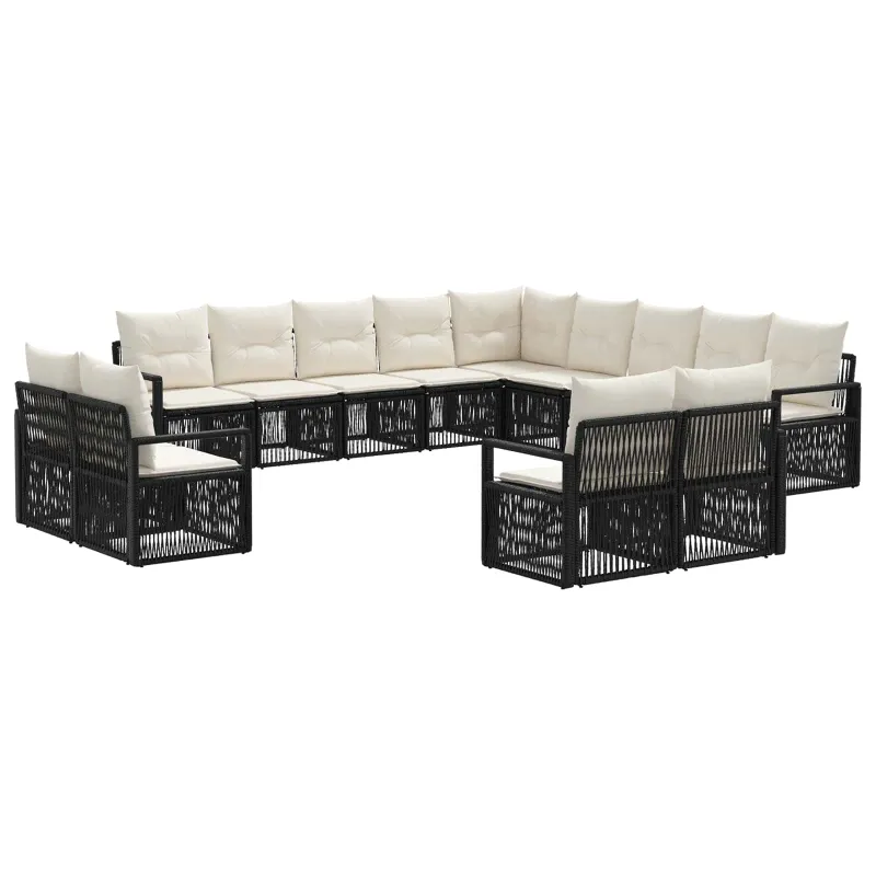 Sodo Sofų Rinkinys 13 pcs Juoda poliratanas