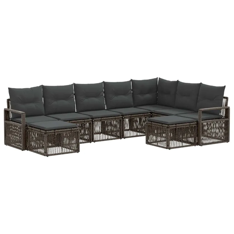 Sodo Sofų Rinkinys 9 pcs Pilka poliratanas