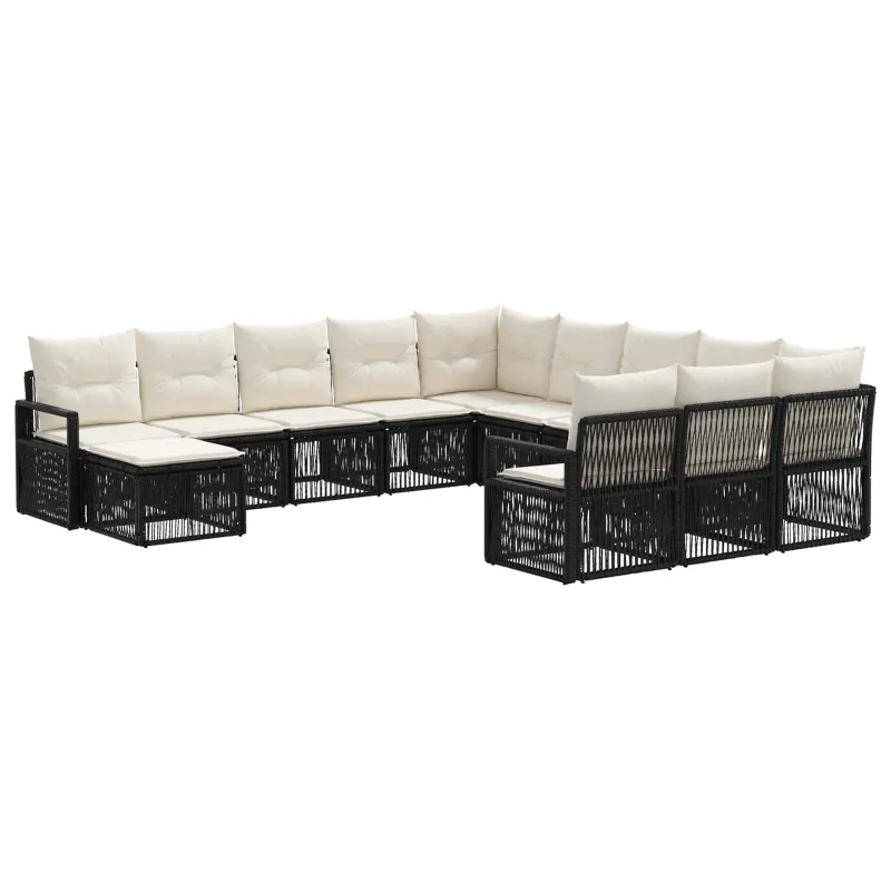 Sodo Sofų Rinkinys 12 pcs Juoda poliratanas