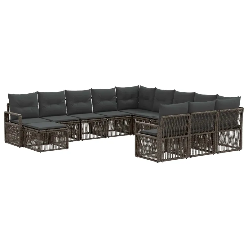 Sodo Sofų Rinkinys 12 pcs Pilka poliratanas